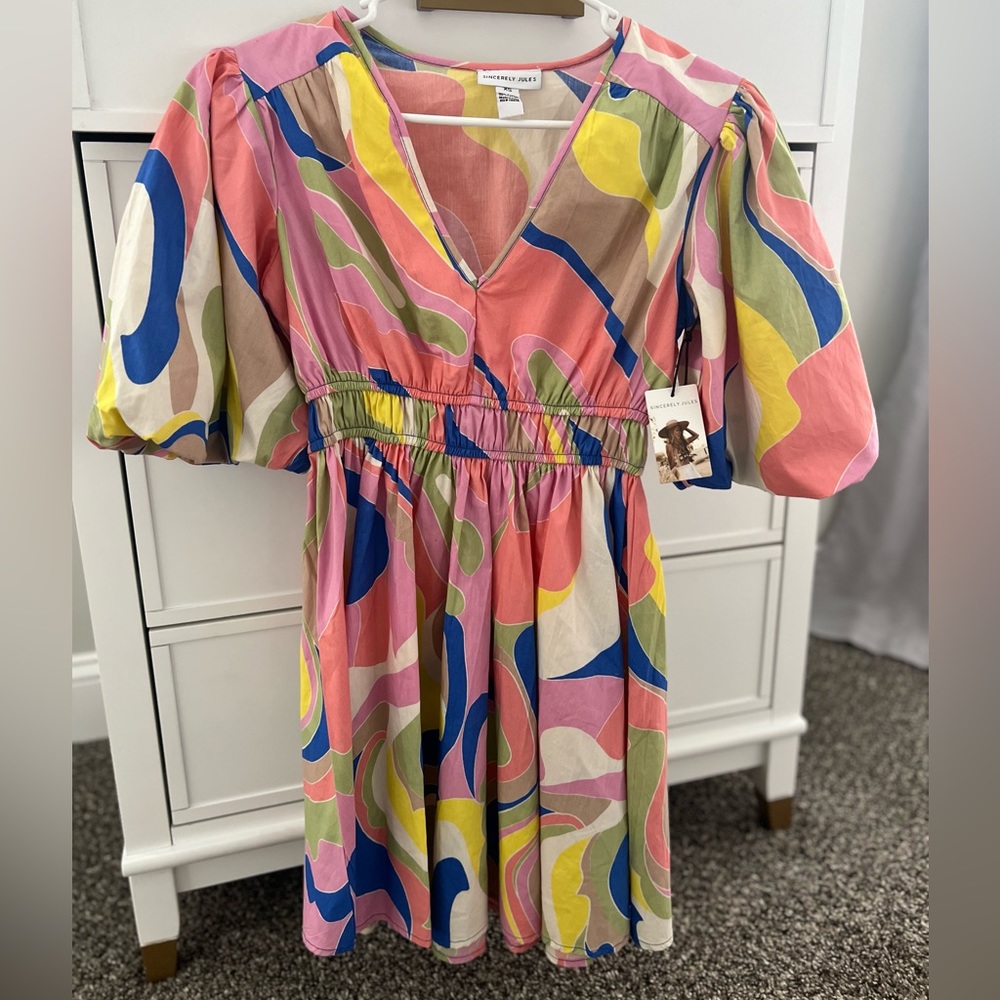 Sincerely Jules  Colorful Dress- XS 100%cotton